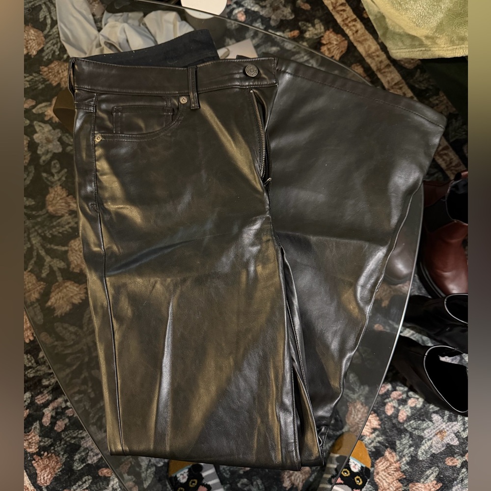 GAP 70s Vegan Leather High Rise Flare Pants
